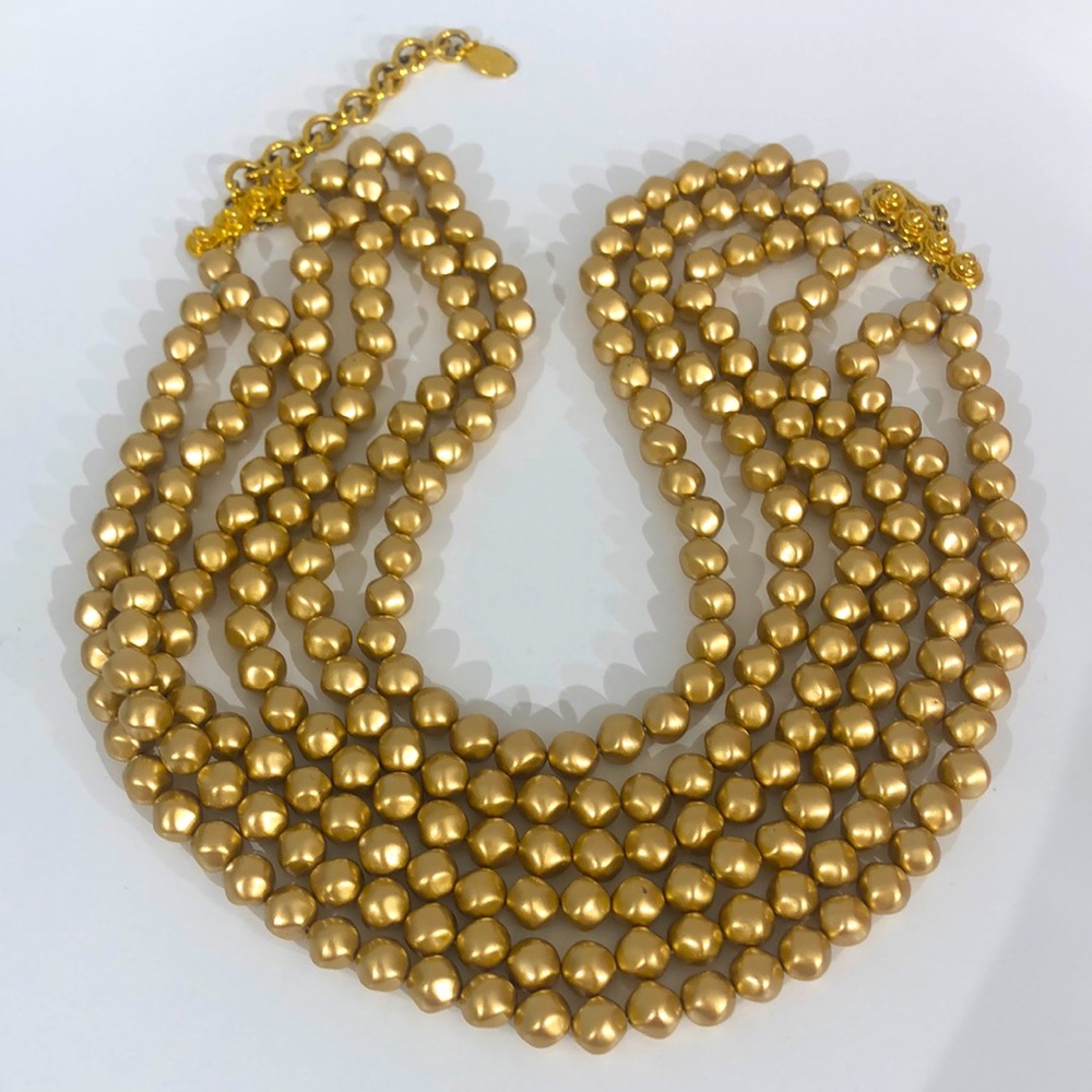 CAROLEE Satin Gold Faux Pearl Multi Strand Necklace